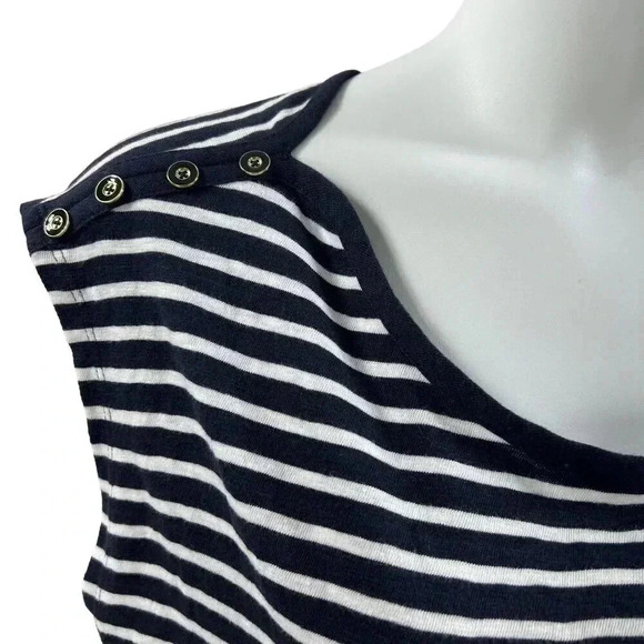 Talbots 1XL NWT Navy White Stripe Belted Knit Shift Midi Dress Nautical Yacht - Picture 6 of 15